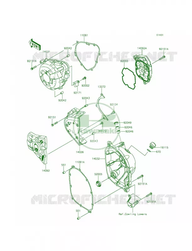 Engine Covers Kawasaki MOTOS 1000 2014 Z1000 ABS  ZR1000GEF