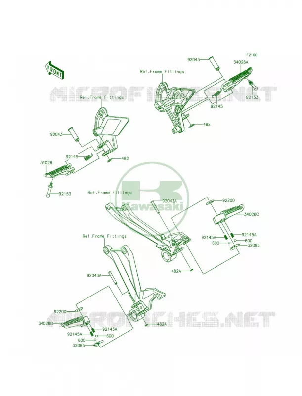Footrests Kawasaki MOTOS 1000 2014 Z1000 ABS  ZR1000GEF