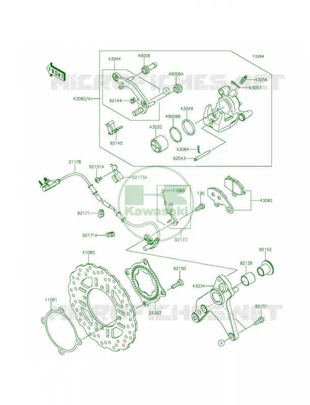 Rear Brake Kawasaki MOTOS 1000 2014 Z1000 ABS  ZR1000GEF