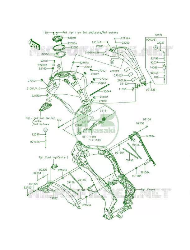 Fuel Tank Kawasaki MOTOS 1000 2014 Z1000 ABS  ZR1000GEFA