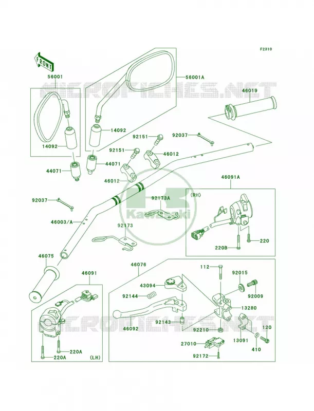 Handlebar Kawasaki MOTOS 800 2014 W800  EJ800AEFA