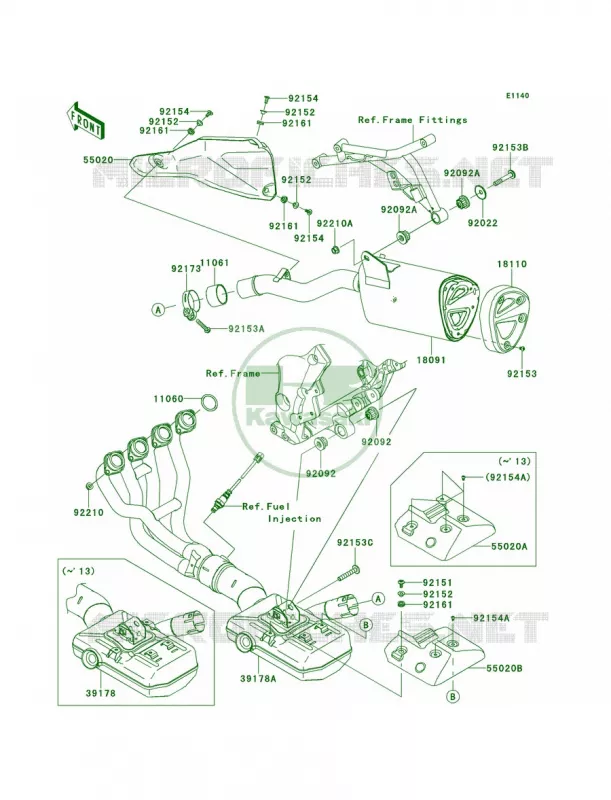 Mufflers Kawasaki MOTOS 100 2014 Versys 1000  KLZ1000AEF