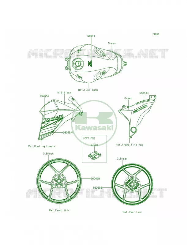 DecalsGreenADS Kawasaki MOTOS 800 2014 ZR800  ZR800AEF