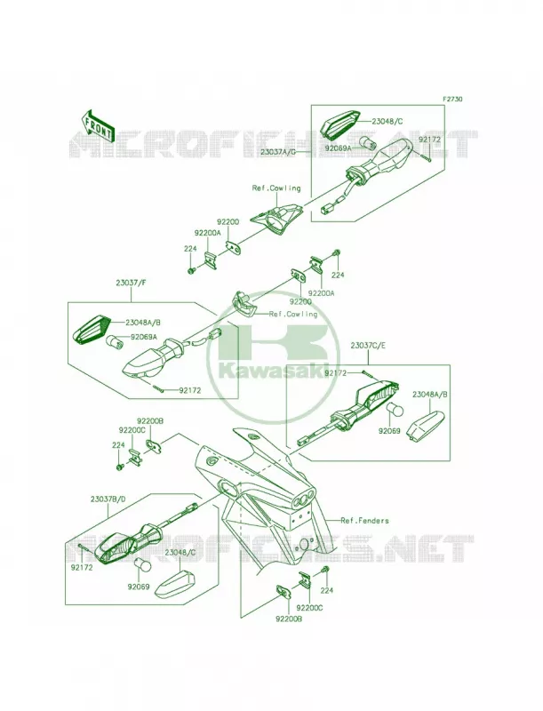 Turn Signals Kawasaki MOTOS 800 2014 ZR800  ZR800AEF