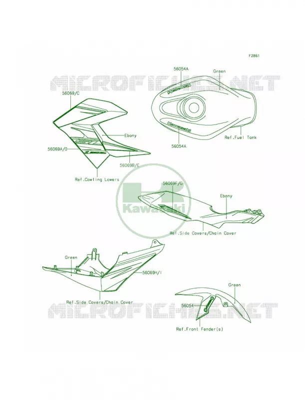 DecalsGreen Kawasaki MOTOS 250 2014 Z250SL  BR250FEF