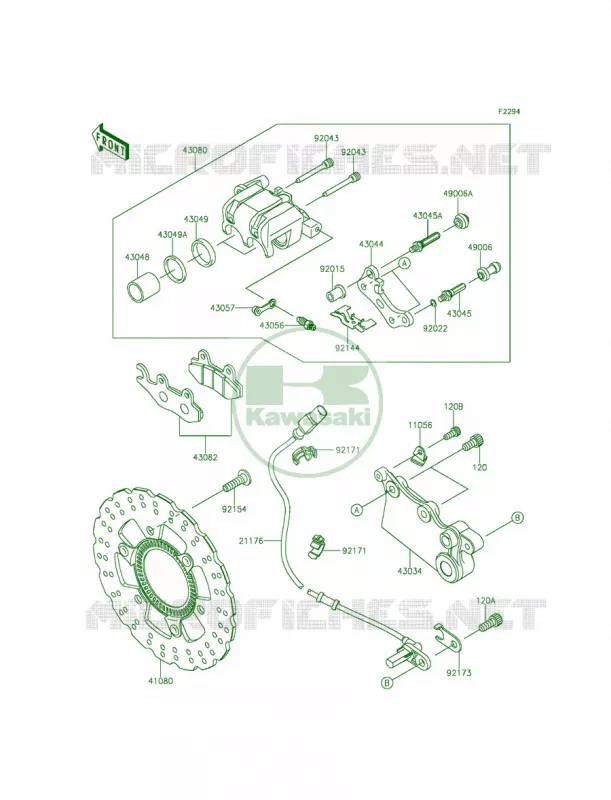 Rear Brake Kawasaki MOTOS 250 2014 Z250SL  BR250FEF