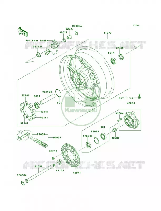 Rear WheelChain Kawasaki MOTOS 1000 2013 Ninja 1000 ABS  ZX1000HDF