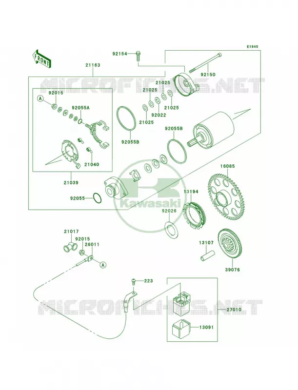Starter Motor Kawasaki MOTOS 800 2013 W800   EJ800ADFA