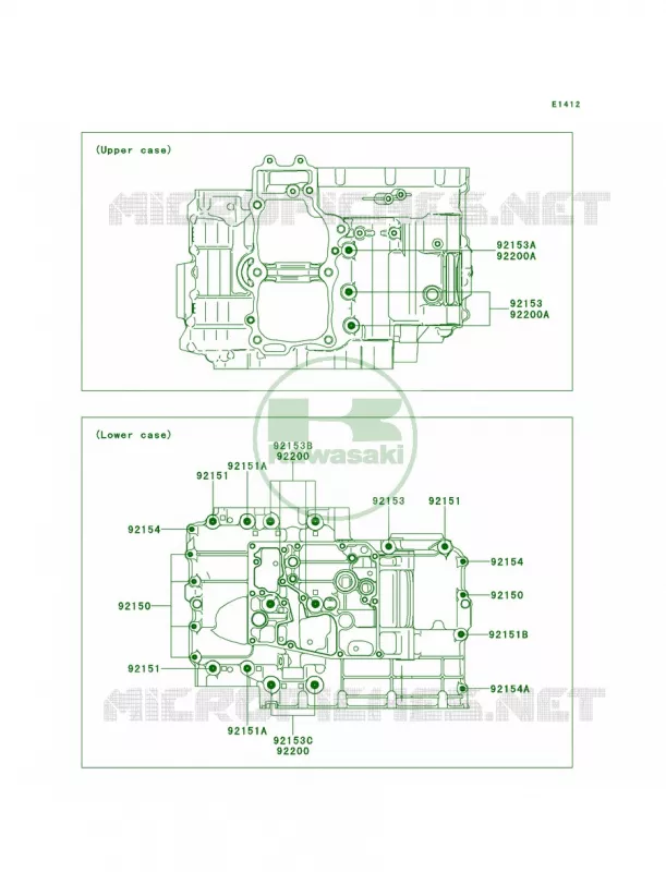 Crankcase Bolt Pattern Kawasaki MOTOS 650 2013 ER-6n  ER650EDS