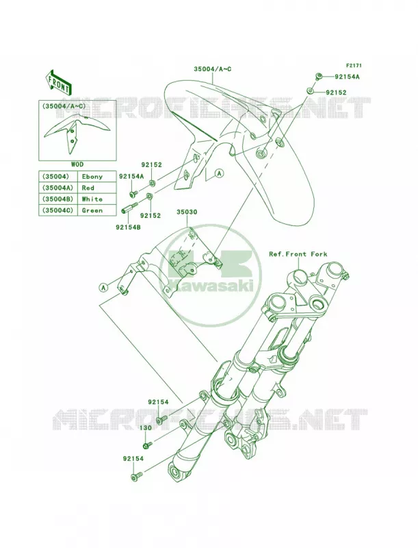 Front Fenders Kawasaki MOTOS 300 2013 Ninja 300   EX300BDF