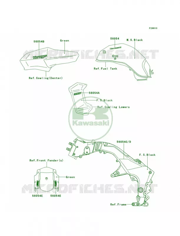 DecalsGreenAEF Kawasaki MOTOS 100 2013 Versys 1000   KLZ1000ADF