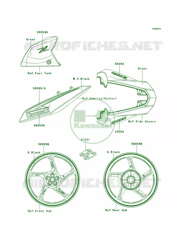 DecalsGreenDDF Kawasaki MOTOS 1000 2013 Z1000   ZR1000DDF