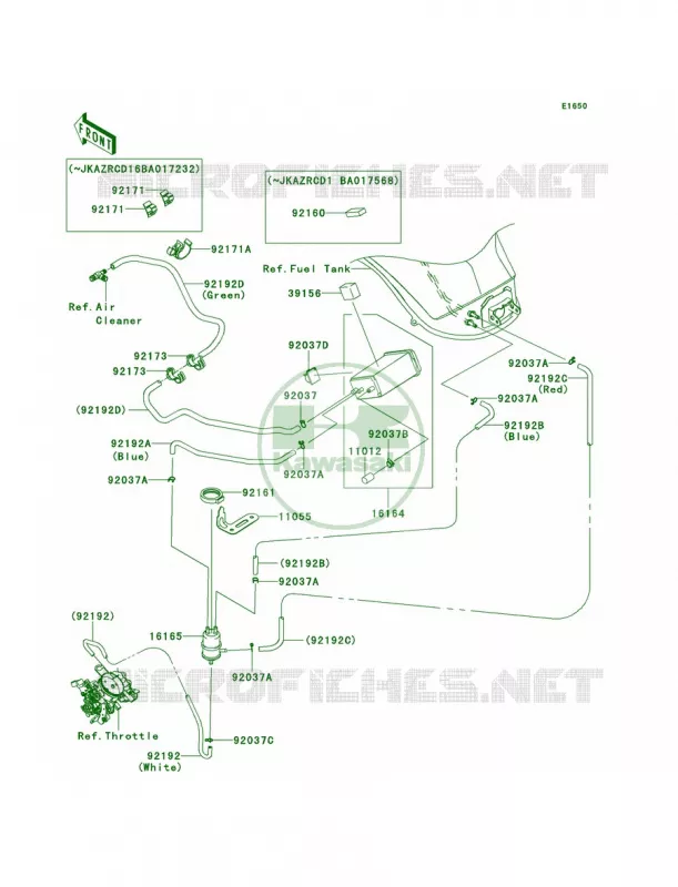 Fuel Evaporative SystemCA Kawasaki MOTOS 1000 2013 Z1000   ZR1000DDF
