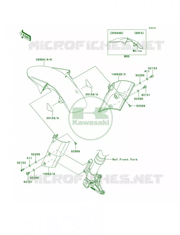 Front Fenders Kawasaki MOTOS 1000 2013 Z1000   ZR1000DDFA