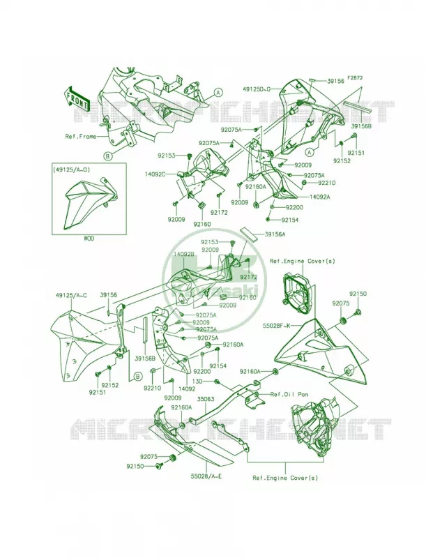Cowling Lowers Kawasaki MOTOS 800 2013 ZR800   ZR800ADS