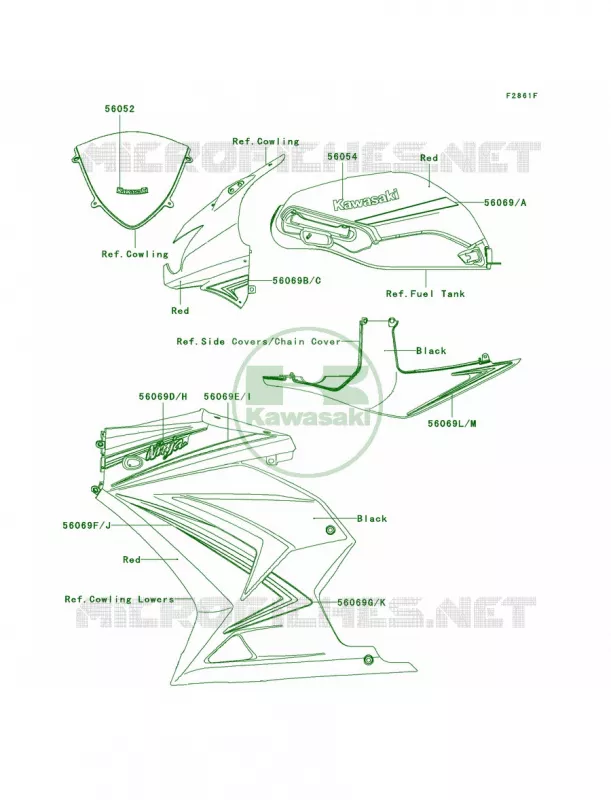 DecalsRedJCFACAUS Kawasaki MOTOS 250 2012 Ninja 250R  EX250JCF