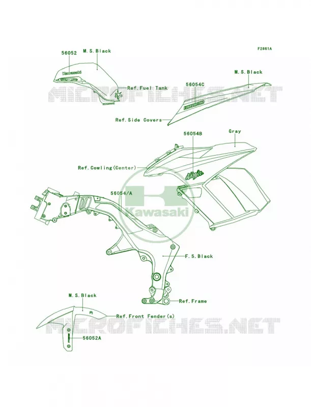DecalsBlackHCF Kawasaki MOTOS 1000 2012 Ninja 1000 ABS  ZX1000HCF
