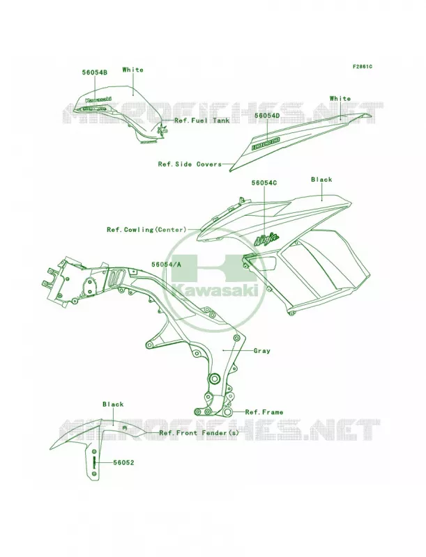DecalsWhiteHDF Kawasaki MOTOS 1000 2012 Ninja 1000 ABS  ZX1000HCF