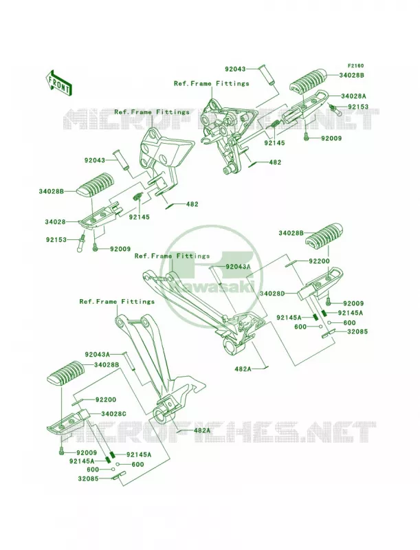 Footrests Kawasaki MOTOS 1000 2012 Ninja 1000 ABS  ZX1000HCF