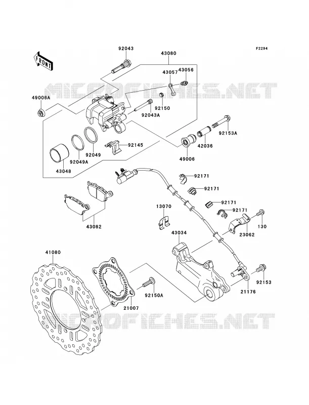 Rear Brake Kawasaki MOTOS 100 2012 Versys 1000   KLZ1000ACF