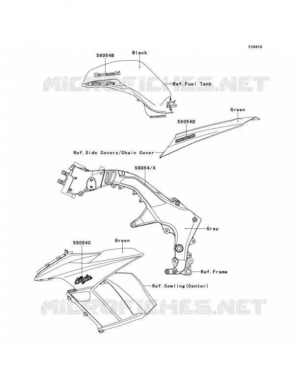 DecalsGreenGDF Kawasaki MOTOS 1000 2011 Ninja 1000  ZX1000GBF