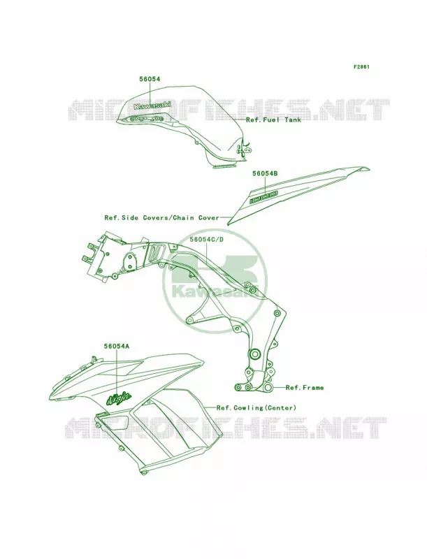DecalsRedGreenCNGBF Kawasaki MOTOS 1000 2011 Ninja 1000  ZX1000GBF
