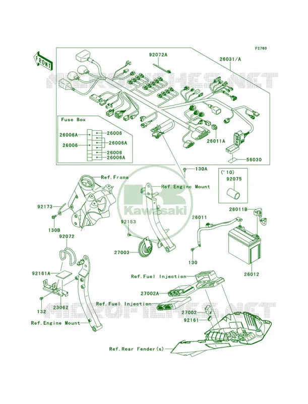 Chassis Electrical Equipment Kawasaki MOTOS 1000 2011 Z1000  ZR1000DBF