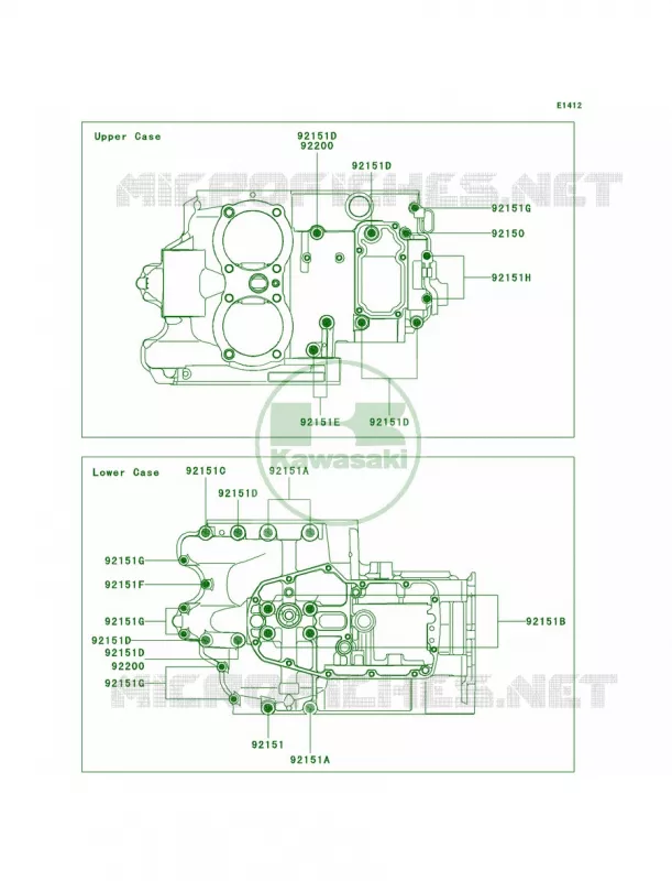 Crankcase Bolt Pattern Kawasaki MOTOS 800 2011 W800   EJ800ABS