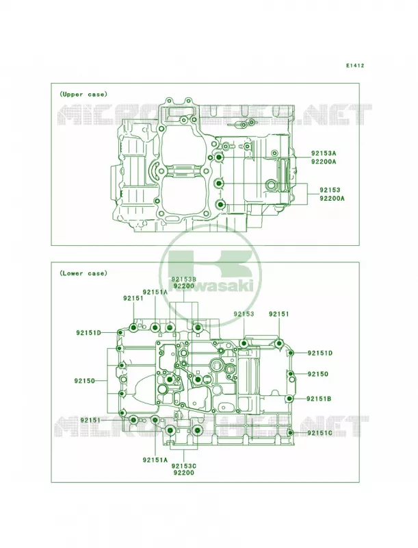 Crankcase Bolt Pattern Kawasaki MOTOS 650 2010 ER-6n   ER650CAF