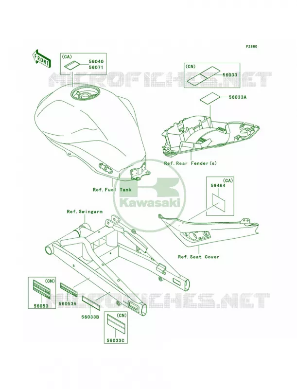 Labels Kawasaki MOTOS 650 2010 ER-6n   ER650CAF