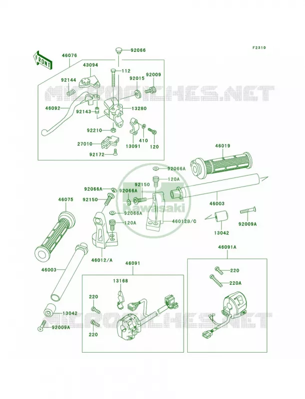 Handlebar Kawasaki MOTOS 500 2009 Ninja 500R  EX500D9F