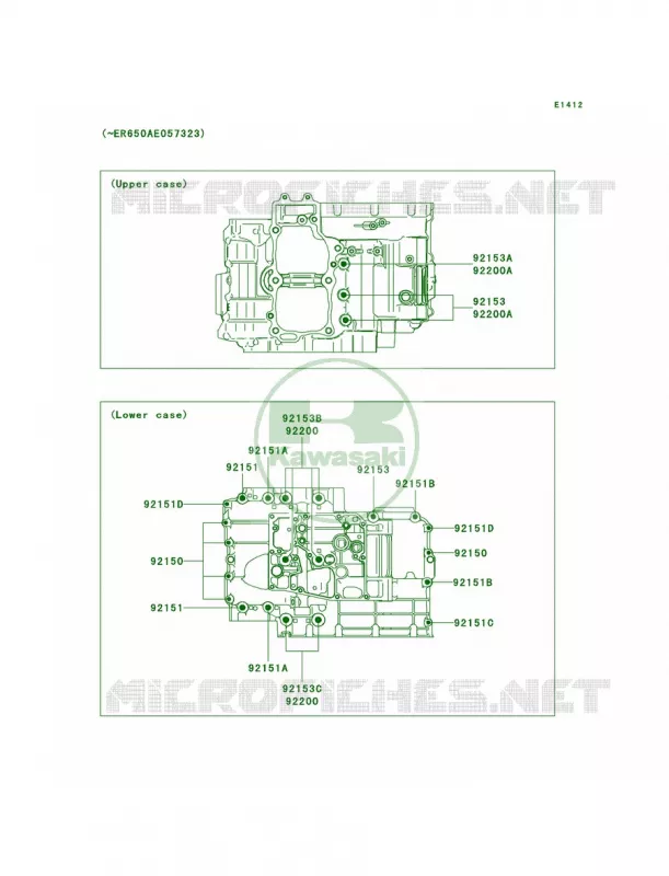 Crankcase Bolt Pattern Kawasaki MOTOS 650 2009 Versys   KLE650A9F