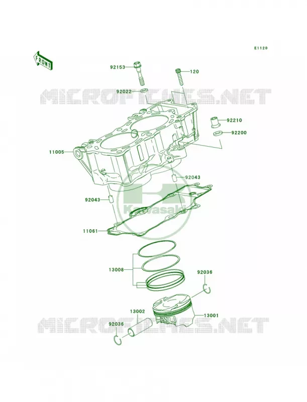 CylinderPistons Kawasaki MOTOS 650 2009 Versys   KLE650A9F
