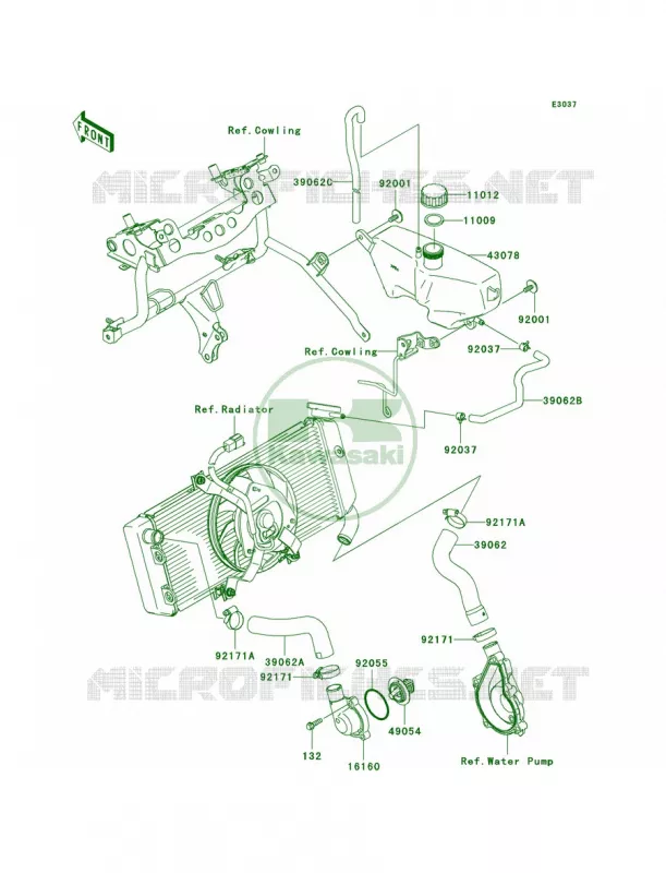 Water Pipe Kawasaki MOTOS 650 2009 Versys   KLE650A9F