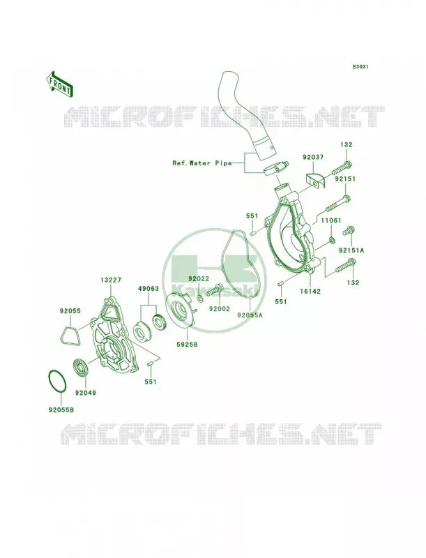 Water Pump Kawasaki MOTOS 650 2009 Versys   KLE650A9F