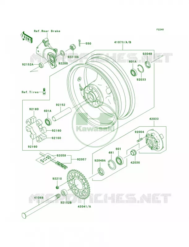 Rear Hub Kawasaki MOTOS 1000 2009 Z1000   ZR1000B9F