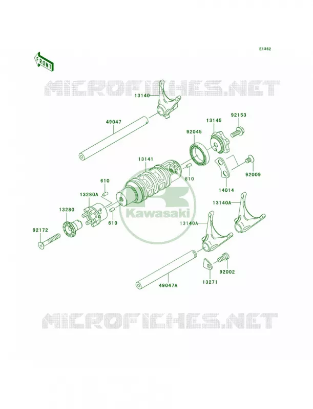 Gear Change DrumShift Forks Kawasaki MOTOS 650 2008 Versys   KLE650A8F