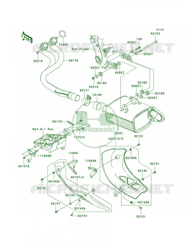 Mufflers Kawasaki MOTOS 650 2008 Versys   KLE650A8F
