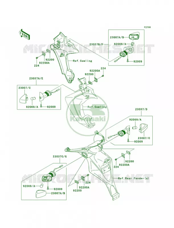 Turn Signals Kawasaki MOTOS 650 2008 Versys   KLE650A8F