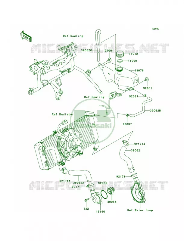 Water Pipe Kawasaki MOTOS 650 2008 Versys   KLE650A8F