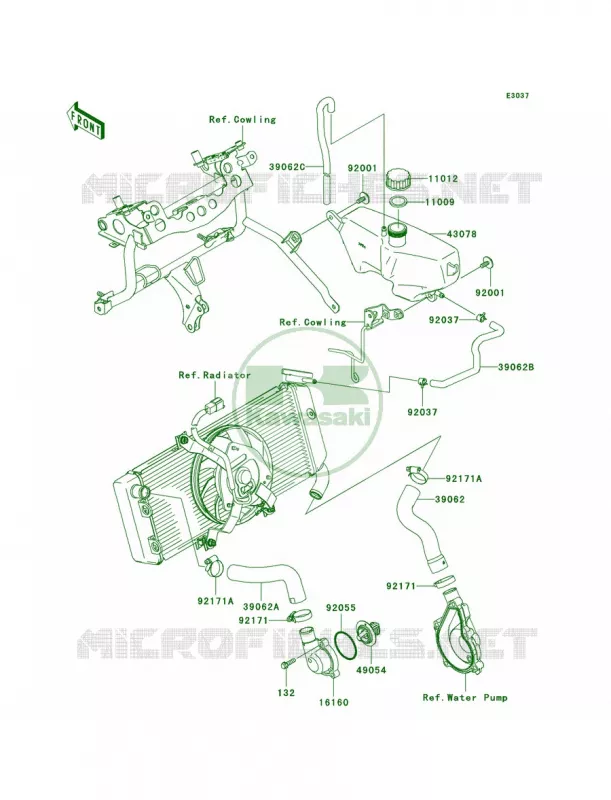 Water Pipe Kawasaki MOTOS 650 2008 Versys   KLE650A8F