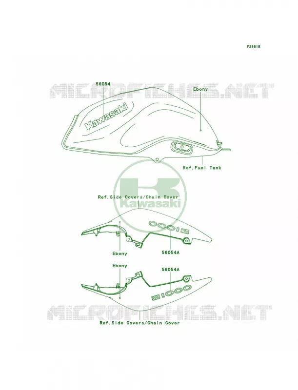 DecalsEbonyB9F Kawasaki MOTOS 1000 2008 Z1000   ZR1000B8F