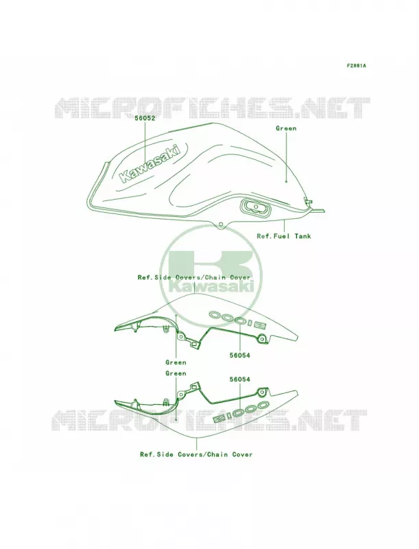 DecalsGreenB8FCN Kawasaki MOTOS 1000 2008 Z1000   ZR1000B8F