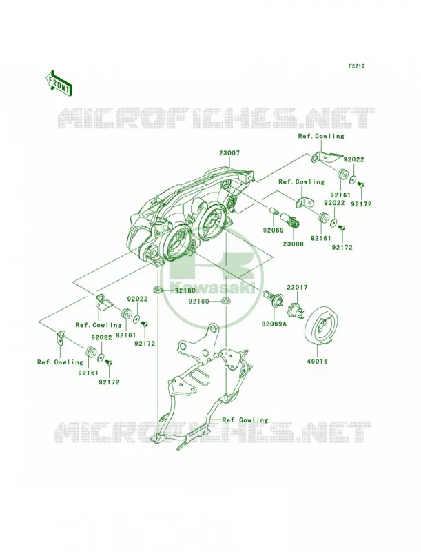 Headlights Kawasaki MOTOS 1000 2008 Z1000   ZR1000B8F