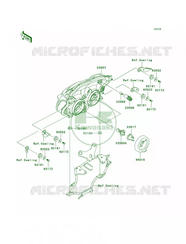 Headlights Kawasaki MOTOS 1000 2008 Z1000   ZR1000B8F