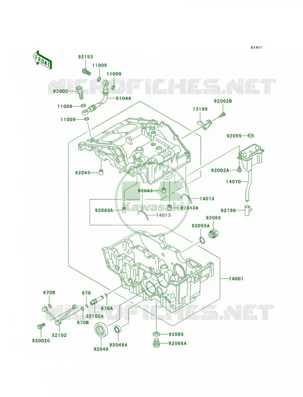 Crankcase Kawasaki MOTOS 250 2007 Ninja 250R  EX250F7F