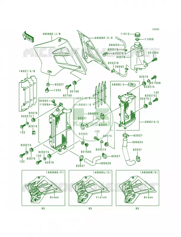 RadiatorKDX200-H1-H3 Kawasaki MOTOS 200 1998 KDX200  KDX200-H4