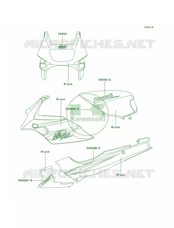 DecalsBlackD9F Kawasaki MOTOS 500 2007 Ninja 500R  EX500D7F