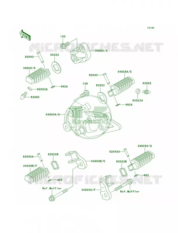 Footrests Kawasaki MOTOS 500 2007 Ninja 500R  EX500D7F