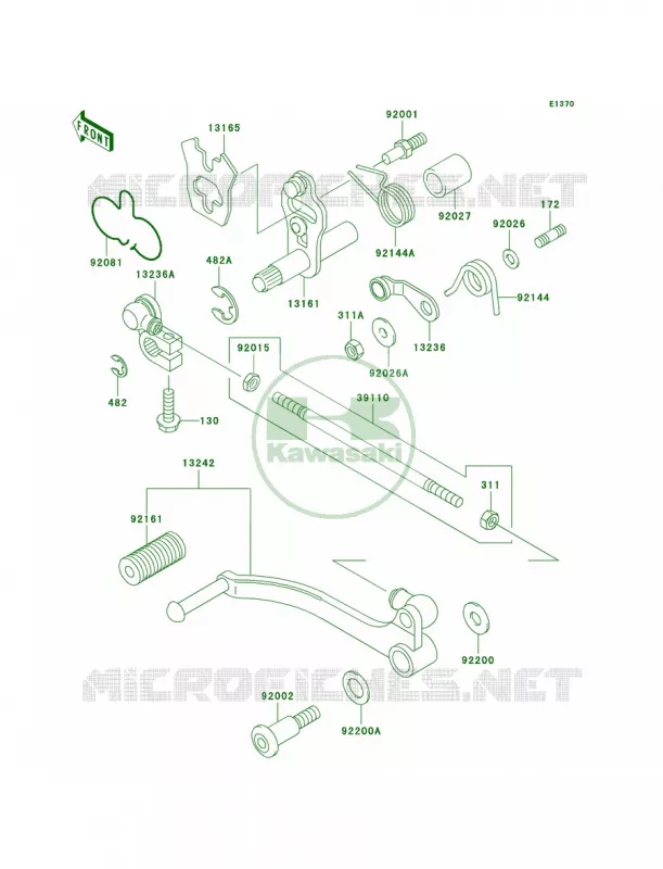 Gear Change Mechanism Kawasaki MOTOS 500 2007 Ninja 500R  EX500D7F